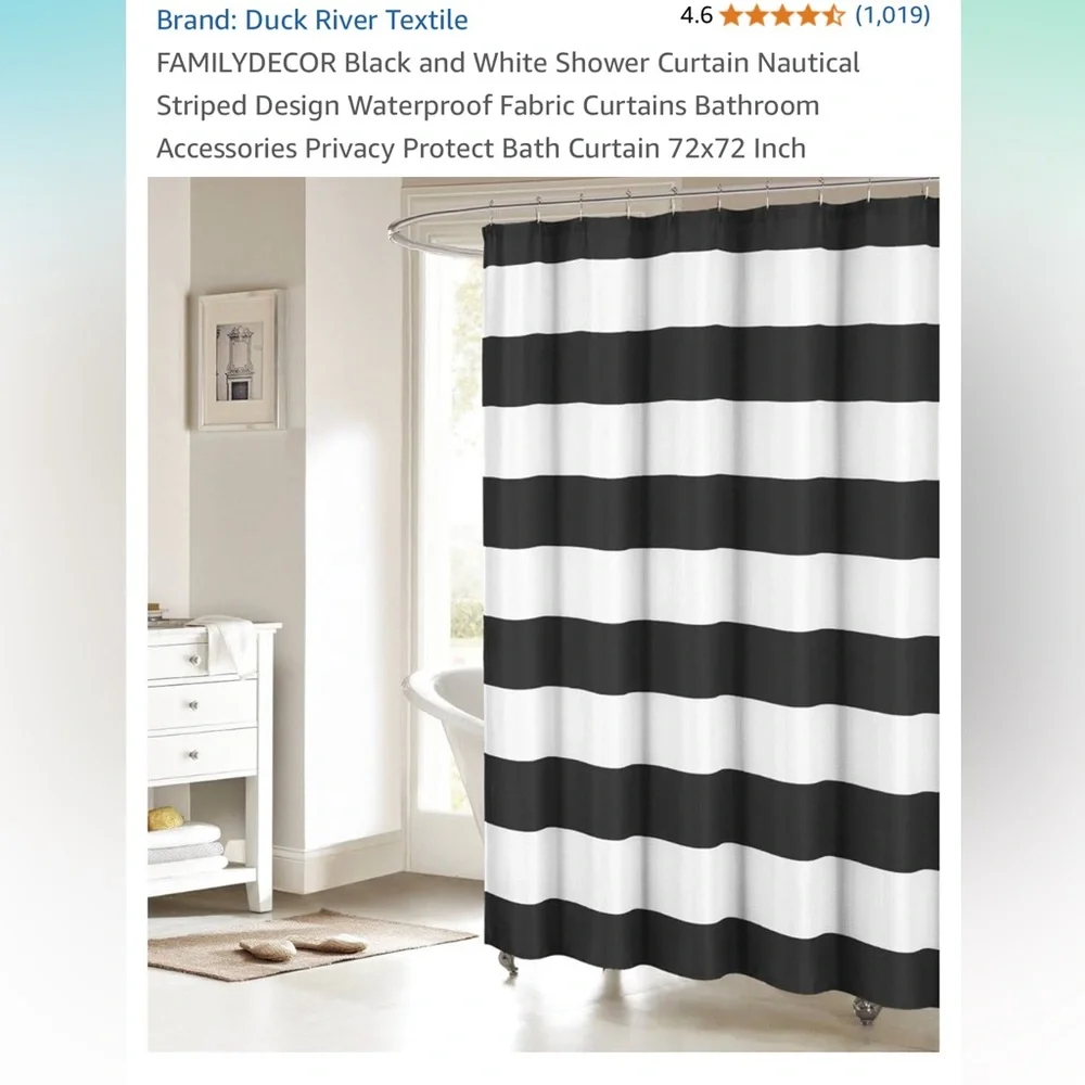 Black and White Striped Shower Curtain